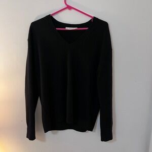 Everlane Cashmere Women Black V-Neck Knit Sweater Long Sleeve Size Small S